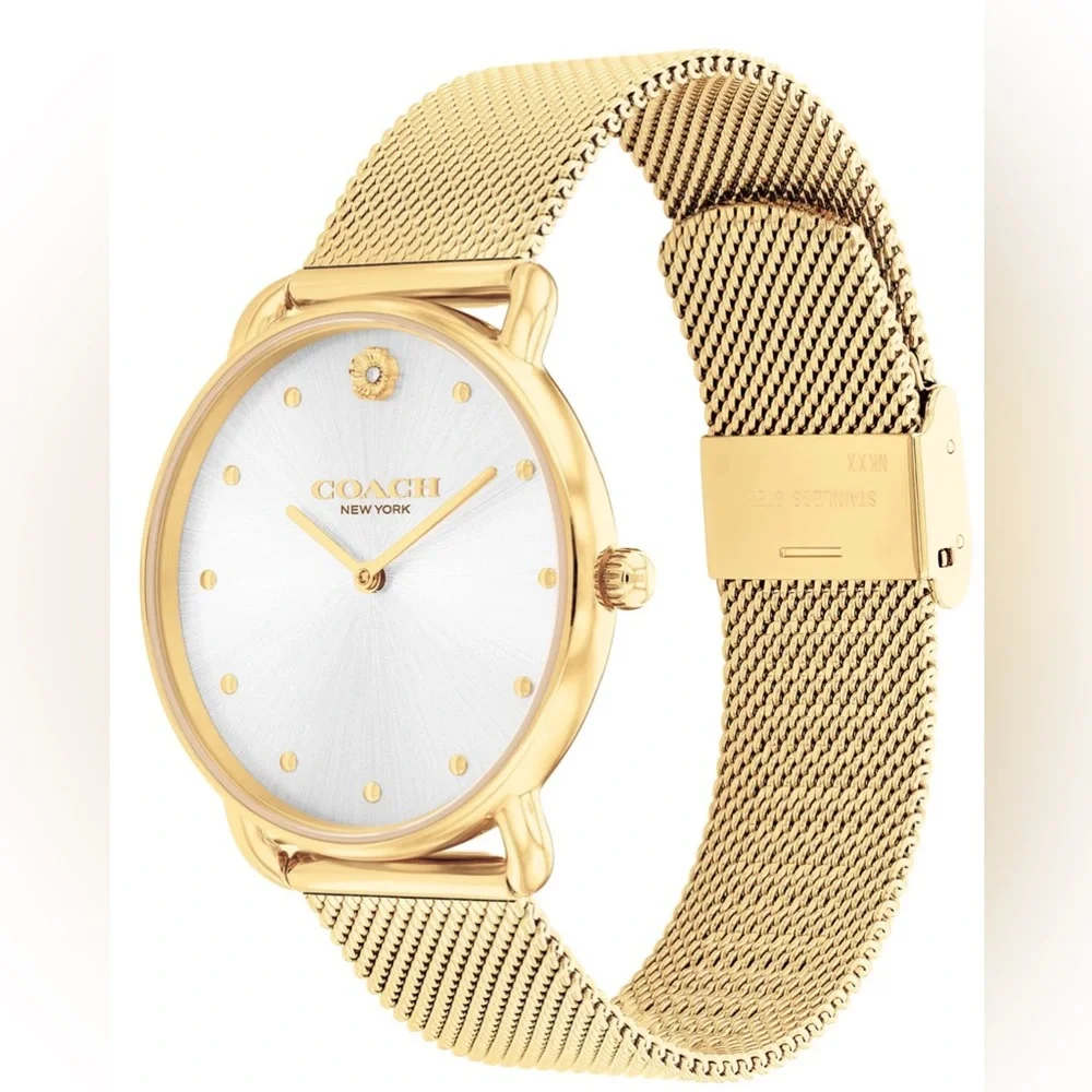 Coach Women's Elliot Gold-Tone Stainless Steel Mesh Bracelet Watch 36mm
